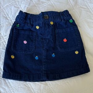 Mini Boden Dark Blue Skirt with Multicolor Apple Design